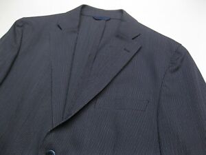Men's Luigi Bianchi Blue Striped Reda Wool Sport Coat Jacket size 42L