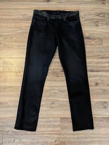 J Brand Mask Men's Black Cow Leather Accent Stretch Cotton Denim Jeans - 34x33 - Picture 1 of 16