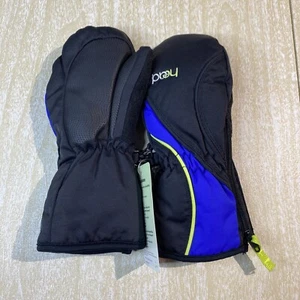NEW HEAD Jr Ski Mittens Black and Blue Size S/P/P DuPont Sorona Thermal Fleece - Picture 1 of 8