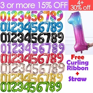 Number Balloons Helium Giant Foil Large Air 32" 40" Birthday Age Party 0-9 - Picture 1 of 27