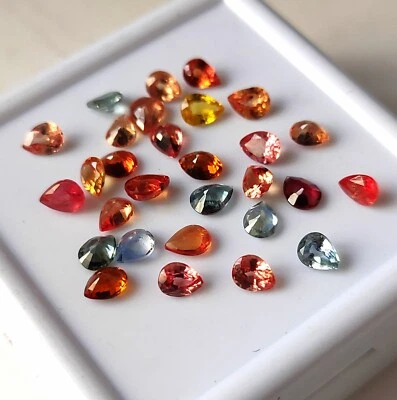 3X4 MM PEAR CUT AAA+ NATURAL MULTI SAPPHIRE FACETED CALIBRATED GEMSTONE 30 PIECE - Image 1 of 4