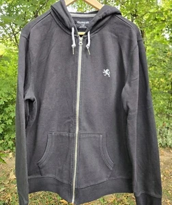 Express Mens Full Zip Hoodie Size L Athlesiure Hooded Black Gray - Picture 1 of 6