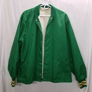 Vtg USA Windbreaker flannel Lined jacket mens Lg 50" john deere Green Gold EUC  - Picture 1 of 6