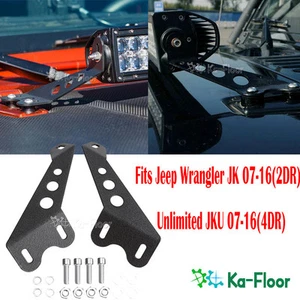 2x 22" LED Light Bar Hood Mounting Brackets For JK 2007-2018 Jeep Wrangler JKU - Picture 1 of 12