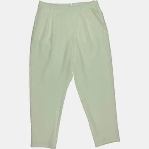 BAR III $89 WHITE IVORY Double-Pleat Stretch Cropped ANKLE PANTS SZ M NWT - Picture 1 of 3