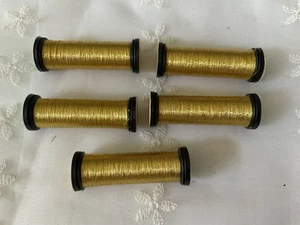 Kreinik Needlepoint Fibers Threads Lot of 5 Spools Gold #002J Japan Thread New - Picture 1 of 2