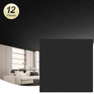 12-PCS 24in x24in PVC Drop Ceiling Tiles, 3D Wall Panels Cover 48 Sq.ft - Picture 1 of 33