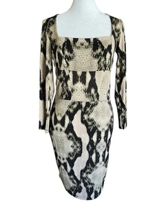 JUST CAVALLI Snake-Print 3/4-Sleeve Pencil Dress Made in Italy Sz IT 42/ US6 - Picture 1 of 13