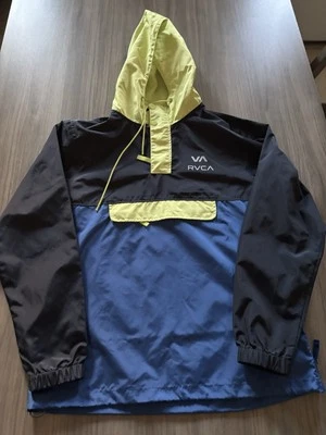 RVCA killer Anorak packable Jacket Mens Size S color block blue yellow green - Image 1 of 4