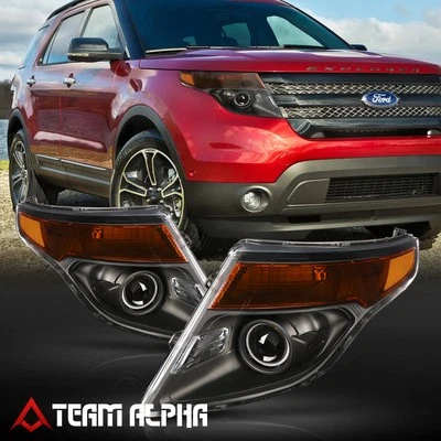 Se adapta a Ford Explorer 2011-2015 [negro/claro] ámbar esquina proyector faro lámpara Foto 1 de 4