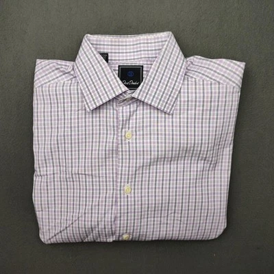 Camisa David Donahue Para Hombres 16.5 36 37 Púrpura Corte a Cuadros Ajuste Vestido con Botones Foto 1 de 4