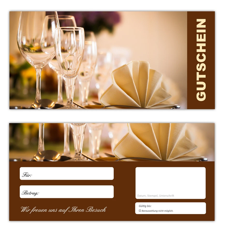 LYSCO® 50 x Geschenkgutscheine (Gastro-665) Gastronomie Gutscheine Gutscheinkarten