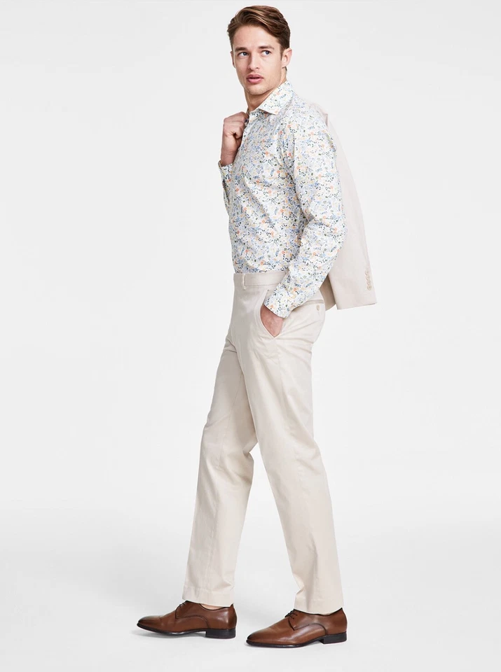 $135 NUEVO BAR III Hombres 38x30 Algodón Tostado Calce Ajustado Elastizado Vestido Pantalones/Pantalones Foto 1 de 4