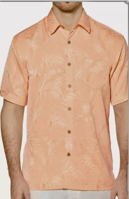 Cubavera S/Sleeve Button Up Shirt Men 4X NEW Peach Nougat Floral 100% Polyester - Image 1 of 4