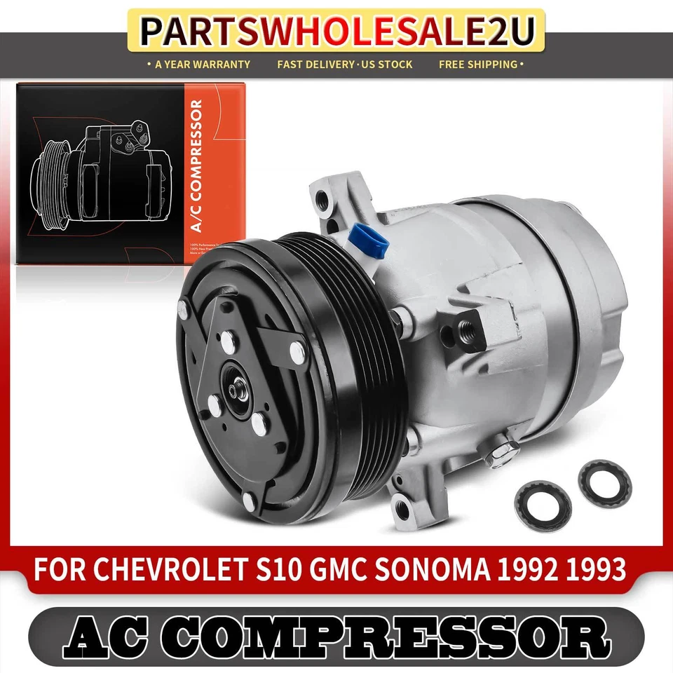 A/C Compressor w/ Clutch for Chevrolet S10 GMC Sonoma 1992 1993 w/ V5 Compressor - Imagem 1 de 4