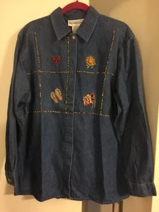 Womens Denim Button Down Shirt Size Medium - Picture 1 of 2