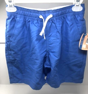 Boys Swim Shorts Trunks Blue Polyester Drawstring Waist Pockets Medium - Picture 1 of 10