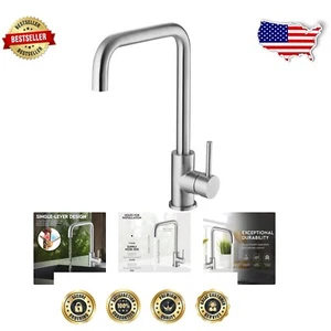 Minimalist Brushed Nickel Kitchen Faucet with 360° Swivel - 13.42" Tall - Picture 1 of 10