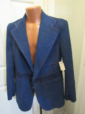 Nuevo con etiquetas Años 70 Sears Jeans Conjunto AZUL Abrigo Deportivo Chaqueta Disco Blazer Para Hombre 40 Foto 1 de 4