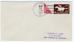 US Scott Zwei Cent Bisect mit 4 Pony Express auf Cover Centerville, La. 1963 - Bild 1 von 2