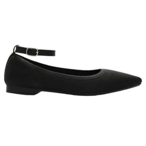 Burudani Women's Black Pointed Toe Flat Shoes Removable Ankle Strap Size 10 - Picture 1 of 15