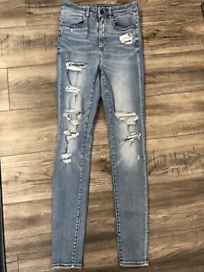 Jeans donna skinny AE American Eagle vita alta Jegging taglia 6 lunghi livello successivo - Foto 1 di 9