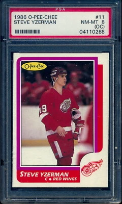 1986-87 OPC O PEE CHEE #11 Steve Yzerman Graded PSA 8 NM-MT oc Detroit Redwings - Image 1 of 2