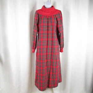 Go Softly Long Flannel Nightgown Red Plaid Side Pockets Size S Cozy Lounge - Picture 1 of 7