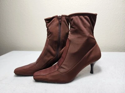 BANDOLINO Mujer Cuero - Textil Tacón Medio Pantorrilla Tacón Cremallera Lateral Marrón Talla 7.5 M Foto 1 de 4