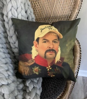NEW Tiger King Joe Exotic Portrait Throw Pillow Case 18 X 18 Christmas Gift - Image 1 of 4