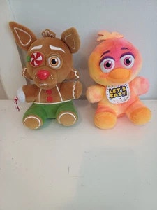 Five Nights At Freddys Plush Soft Toys Funko Foxy Gingerbread and Tie Dye Chica - Picture 1 of 10