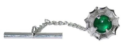 .77 Carat Round Brazilian Emerald Cab Gem Sterling Silver Tie Tack EBSTT384/6925 - Image 1 of 2