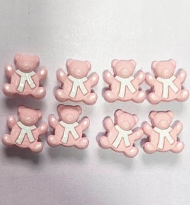 10 Cute Teddy Buttons, Novelty BABY CHILDREN'S BUTTONS, 15mm Pink, Blue, Cerise. - Picture 1 of 6