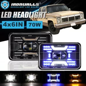 Par de faros LED 4X6" Hi-Lo DRL intermitente para GMC C1500 C2500 C3500 82-86 - Imagen 1 de 12
