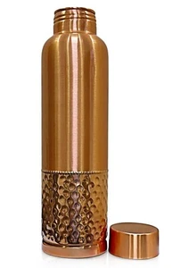 Pure Copper Water Bottle 1000ml - Leak Proof Ayurvedic Yoga Flask for Hydration - Picture 1 of 3