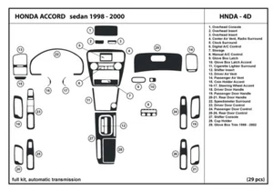 Carbon Fiber Dash Trim Kit for Honda Accord Sedan 1998-2000 w/ automatic shifter - Picture 1 of 4