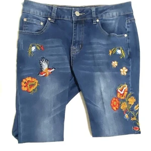 Bee & Ceci Skinny Jeans Size 7 to 8 Embroidered Boho Hippie Floral Birds Concert - Picture 1 of 7