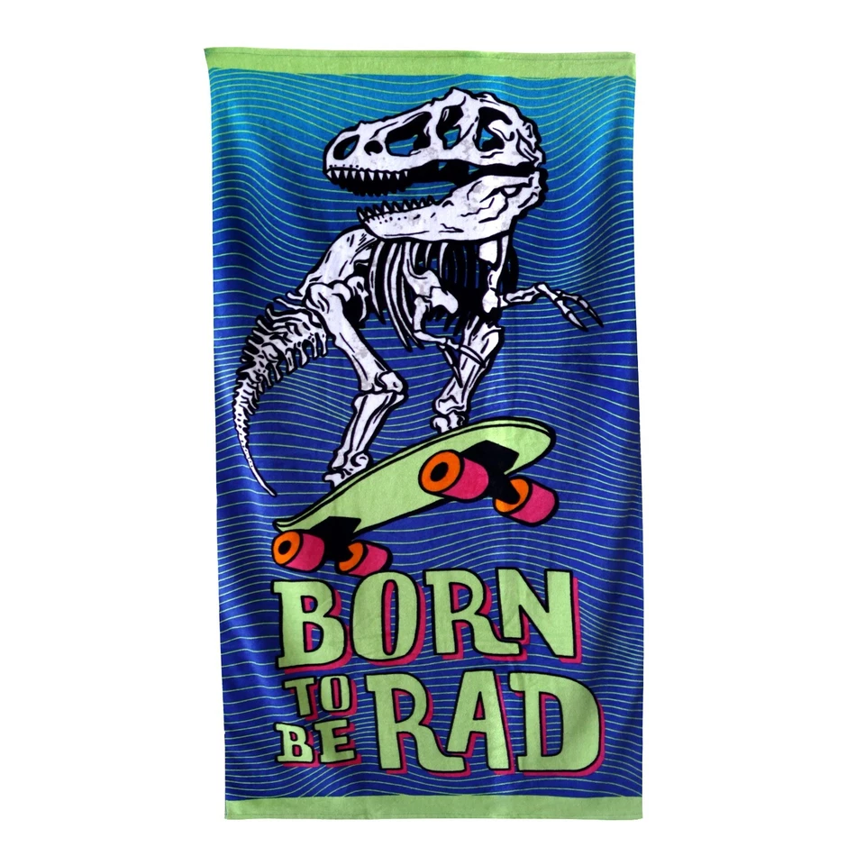Mainstays Born To Be Rad Toalla de Playa Dinosaurio Monopatín 28X60 Nuevo con Etiquetas Foto 1 de 1