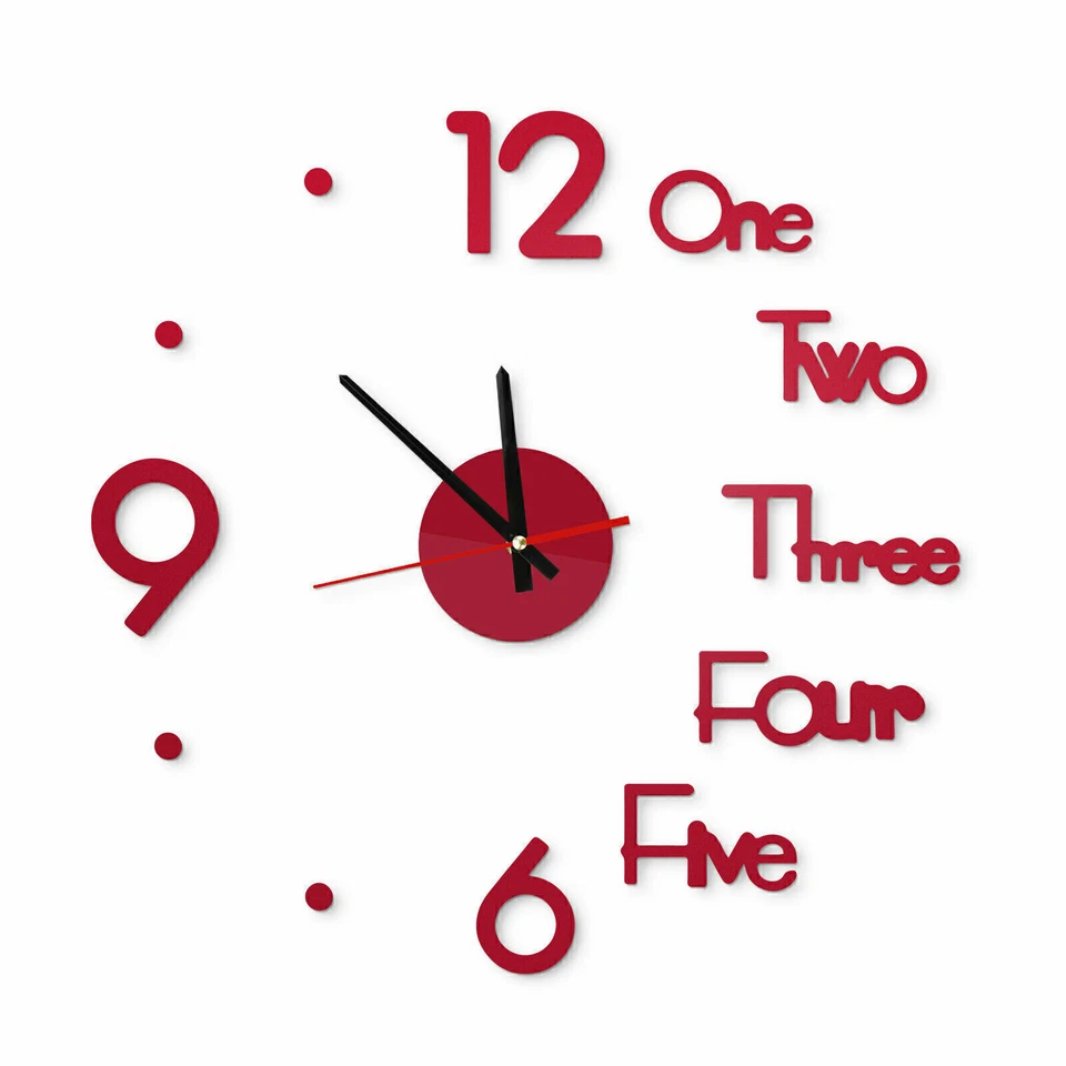 New Modern DIY Large Wall Clock 3D Mirror Surface Sticker Home Office Room Decor - Image 1 of 4