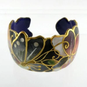 David Kuo Champleve Enameled Cuff Bracelet Cloisonne Floral Design 6.25 Inches - Picture 1 of 9