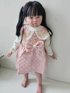 28in Reborn Baby Doll Hand-Rooted Hair Finished Toddler Girl Straight Legs Toys - Picture 1 of 12