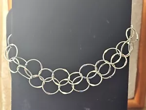 Silver Tone Circles Chain Link Modernist Womens Belt Hip Waist Boho - Picture 1 of 12