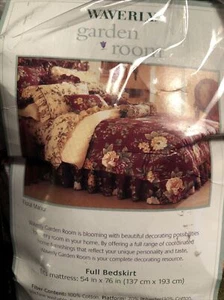 Waverly Garden Room Red Floral Manor Bed Skirt Dust Ruffle FULL Double - Picture 1 of 6
