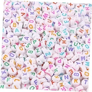 Acrylic Letter Beads Alphabet Colorful Letter White Cube Colorful White(Round) - Picture 1 of 8