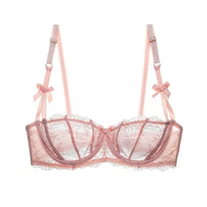 Sexy ultradünner ungefütterter Beauty-BH Damen 1/2 Cup Varsbaby transparente Spitze - Bild 1 von 8