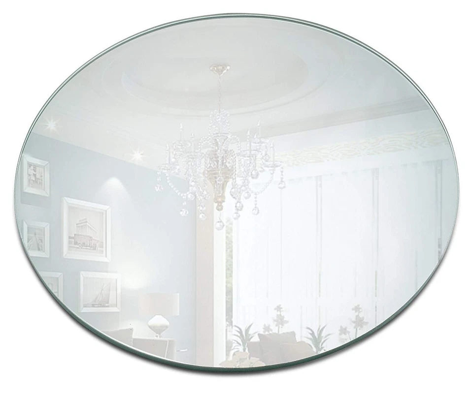 Round Mirror Plate Set of 12 Trays 8" Diameter 1.5 Mm Thick Rounded Edge 8 Inch
