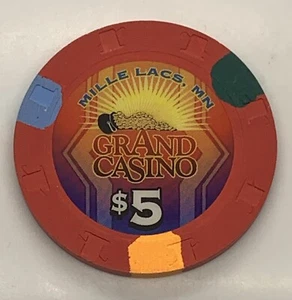 Grand Casino $5 Chip Mille Lacs Minnesota H&C - Imagen 1 de 4
