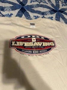 Vtg 90’s Oklahoma Blood Institute T Shirt XL Gildan Heavy Weight New Old Stock - Picture 1 of 5