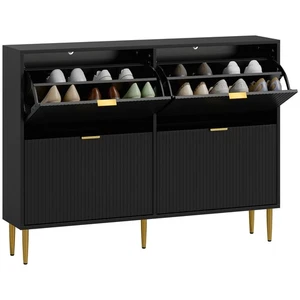HOMCOM Slim Shoe Storage Cabinet with 4 Flip Drawers for Hallway, Black - Picture 1 of 11