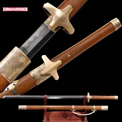 Tang Dao Clay Tempered Clamp Steel Chinese Dao Sword Broadsword 夹钢铜装祥云唐刀 Y1909 - Image 1 of 4